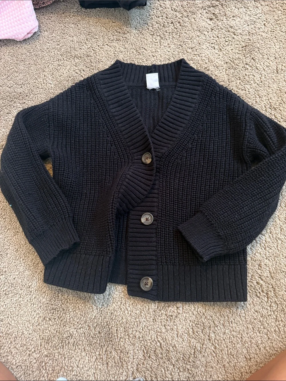 GAP Black Knit Button-Up Kids Cardigan